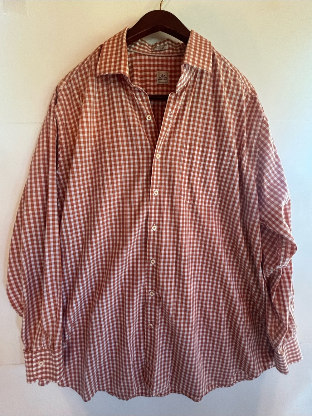 Peter Millar Red Gingham Button-Down Shirt